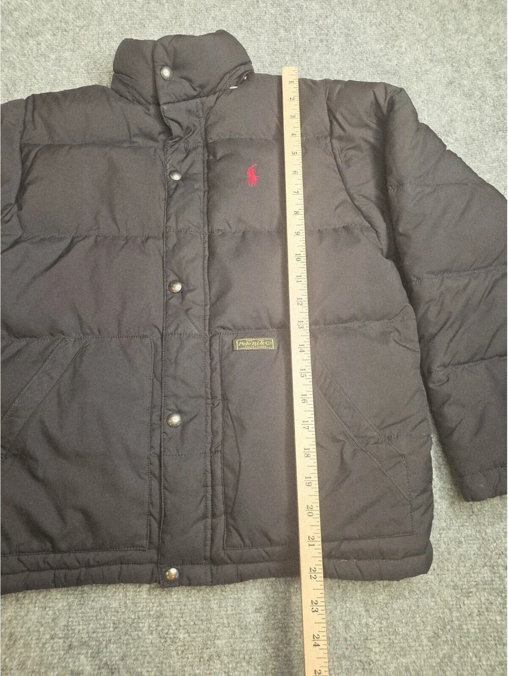 Polo Ralph Lauren Boys Black Down Puffer Jacket Coat Size Medium M 10-12 Kids